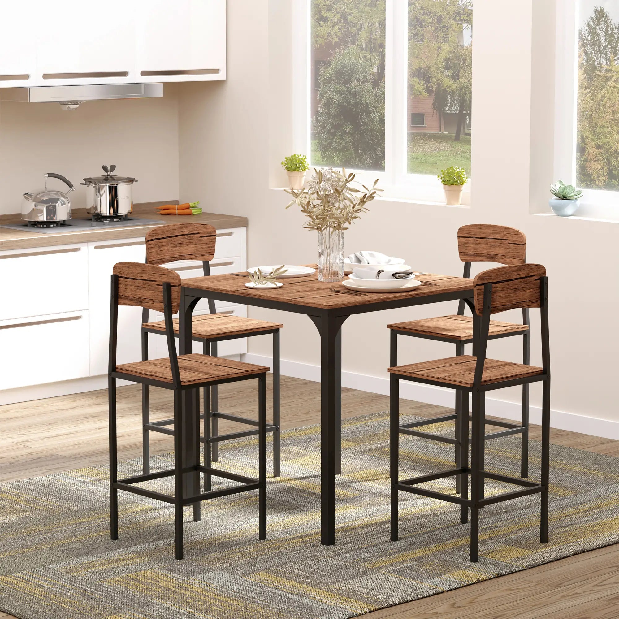 5-Piece Counter Height Bar Table Set, Square Dining Set for 4 Bar Sets at Gallery Canada