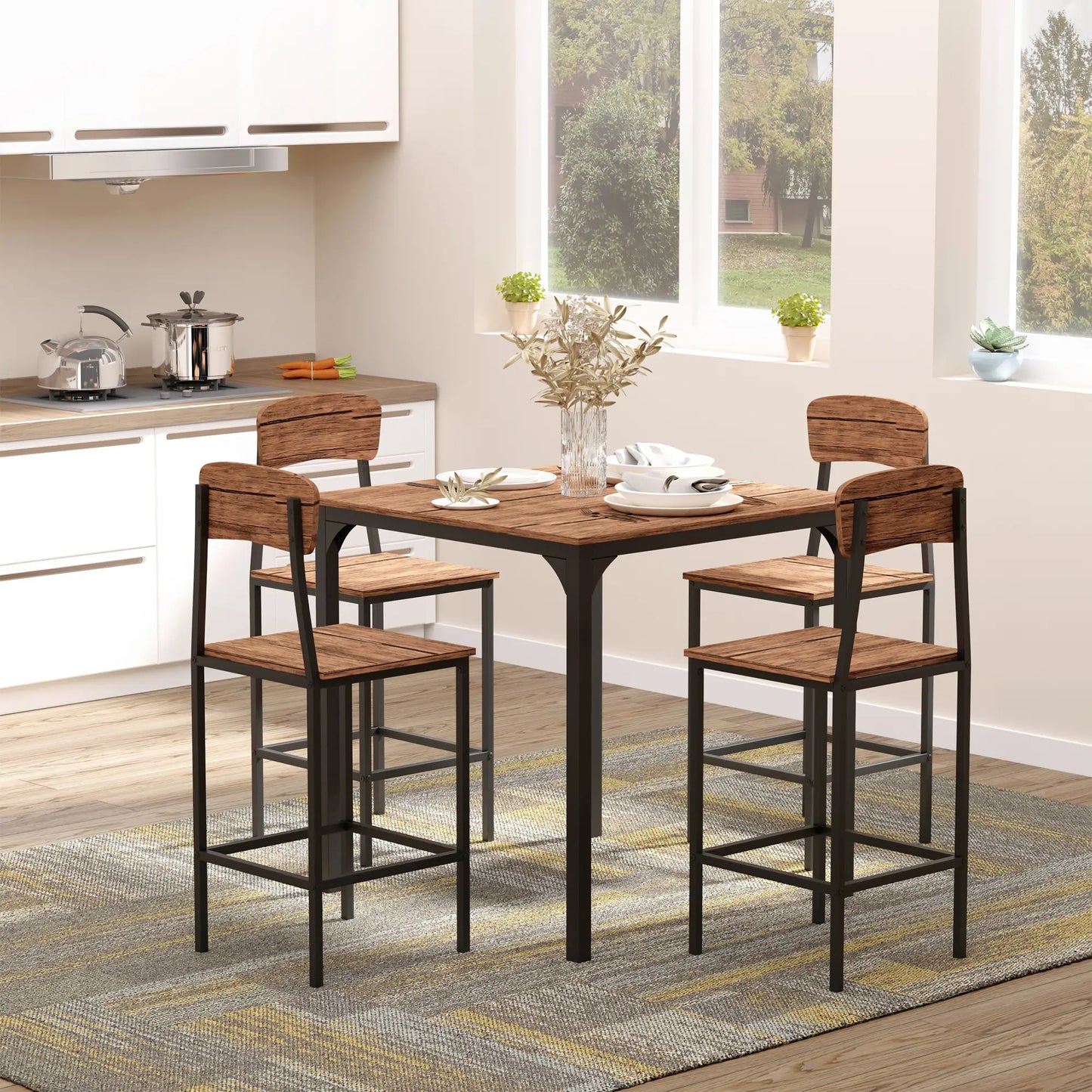 5-Piece Counter Height Bar Table Set, Square Dining Set for 4 Bar Sets at Gallery Canada