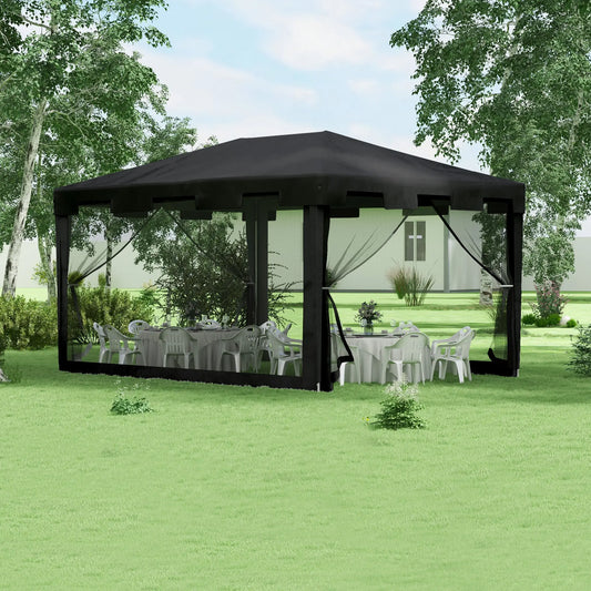 10 × 13 ft Outdoor Gazebo, Mesh Sidewalls, Party Tent Shade Gazebos Dark Grey at Gallery Canada