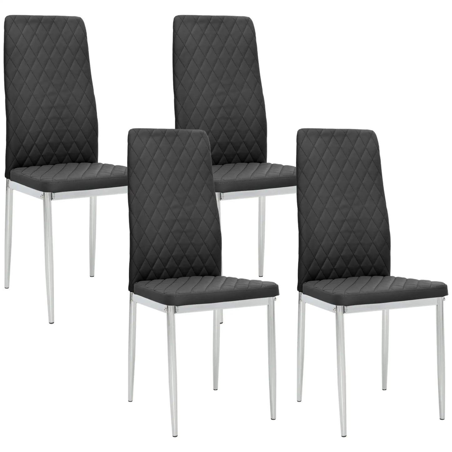 Kitchen Chairs Set of 4, Faux Leather Upholstery, Steel Legs, Black Dining Chairs at Gallery Canada