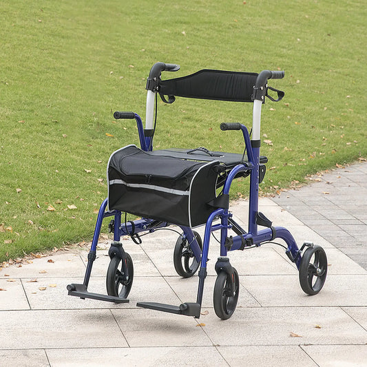 Folding Rollator Walker with Seat, 8" Wheels, Adjustable Height, Blue Knee Walker & Wheelchair Ramps Pearlescent Blue at Gallery Canada