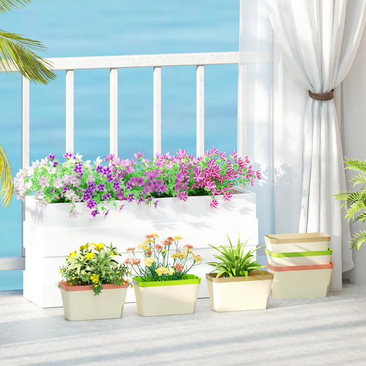 6 Pack Self Watering Flower Pots, 10.5 Inch Planter Box with Water Indicator Garden Accessories White at Gallery Canada