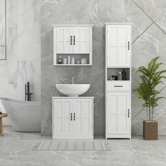 Modern Bathroom Cabinet, Narrow Vanity with Open Shelf, White Bathroom Cabinets White at Gallery Canada