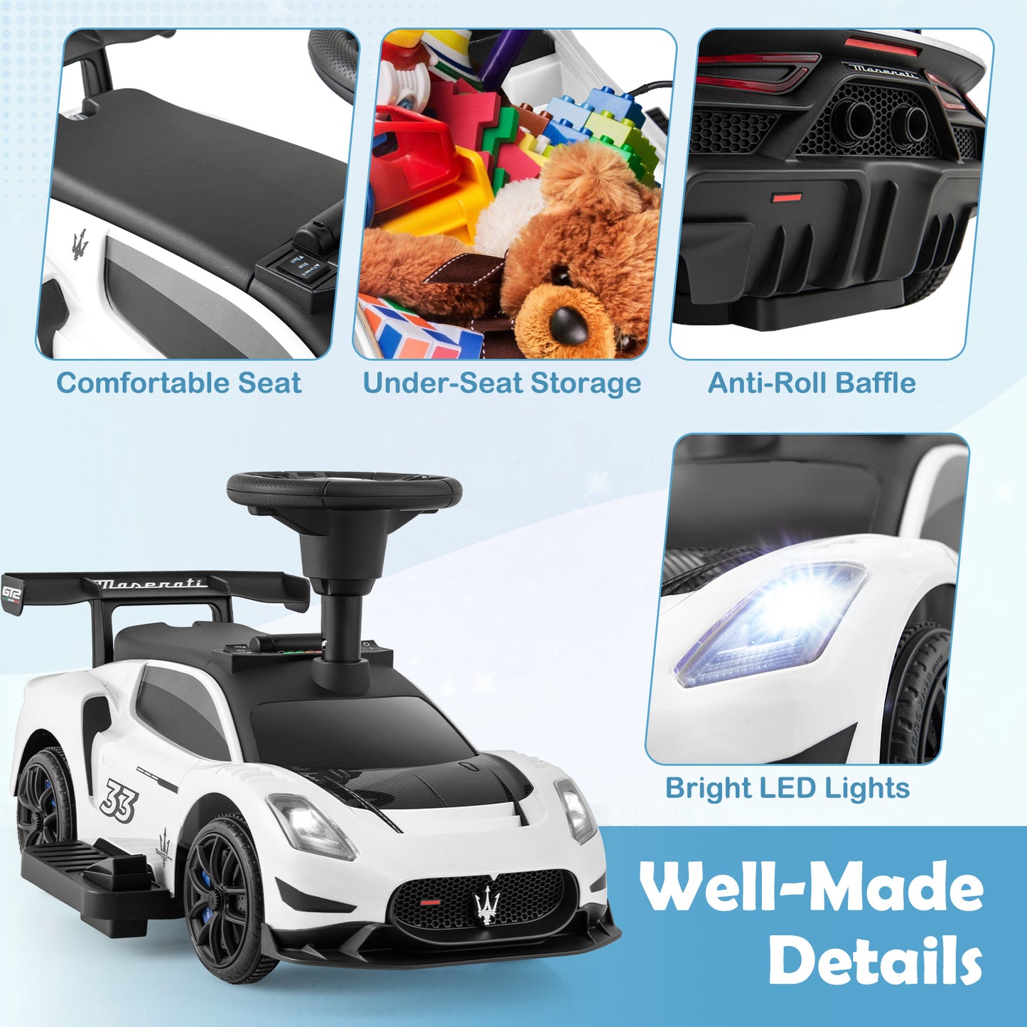 6V Electric Kids Ride On Push Car, With Foot Pedal And Music, White Powered Ride On Toys at Gallery Canada