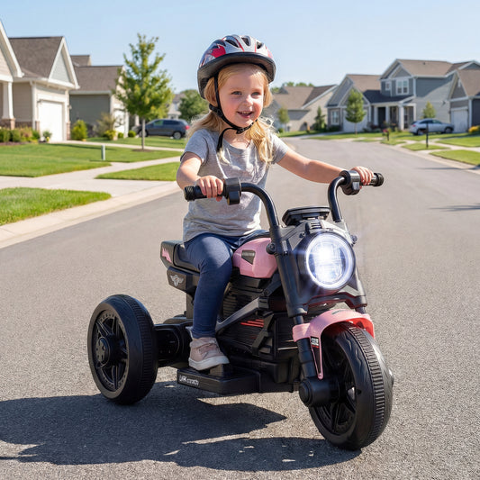 6V Kids Electric Motorcycle with LED Headlight and Music for Toddlers Aged 3-5, Pink Powered Ride On Toys Pink at Gallery Canada