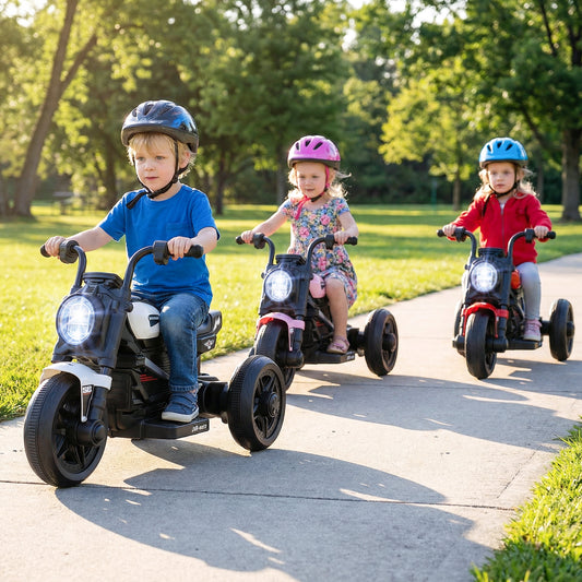 6V Kids Electric Motorcycle with LED Headlight and Music for Toddlers Aged 3-5, White Powered Ride On Toys White at Gallery Canada