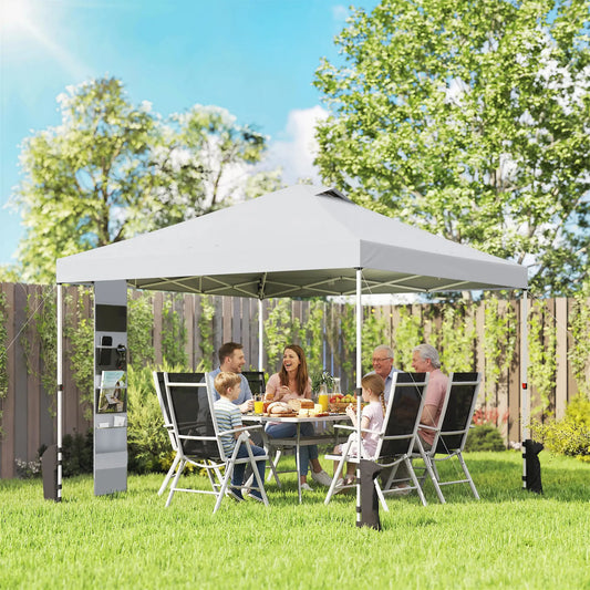 9.6 x 9.6 ft Pop Up Canopy Tent, UPF 50+, Sandbags, Wheeled Bag Pop Up Canopies White at Gallery Canada