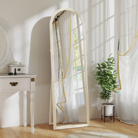 64" x 21" Full Length Mirror, Free Standing, Arched Body, White Full Length Mirrors White at Gallery Canada