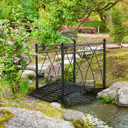 3.3FT Garden Bridge with Railings, Arc Footbridge, Black Garden Bridges Black at Gallery Canada