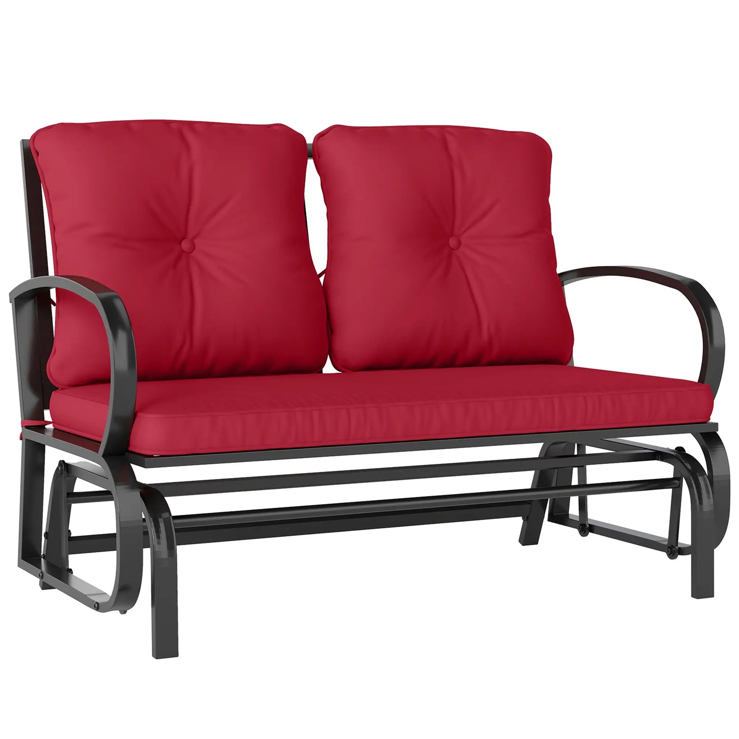 2-Person Outdoor Glider Chair, Steel Frame with Cushions, Red Outdoor Gliders at Gallery Canada