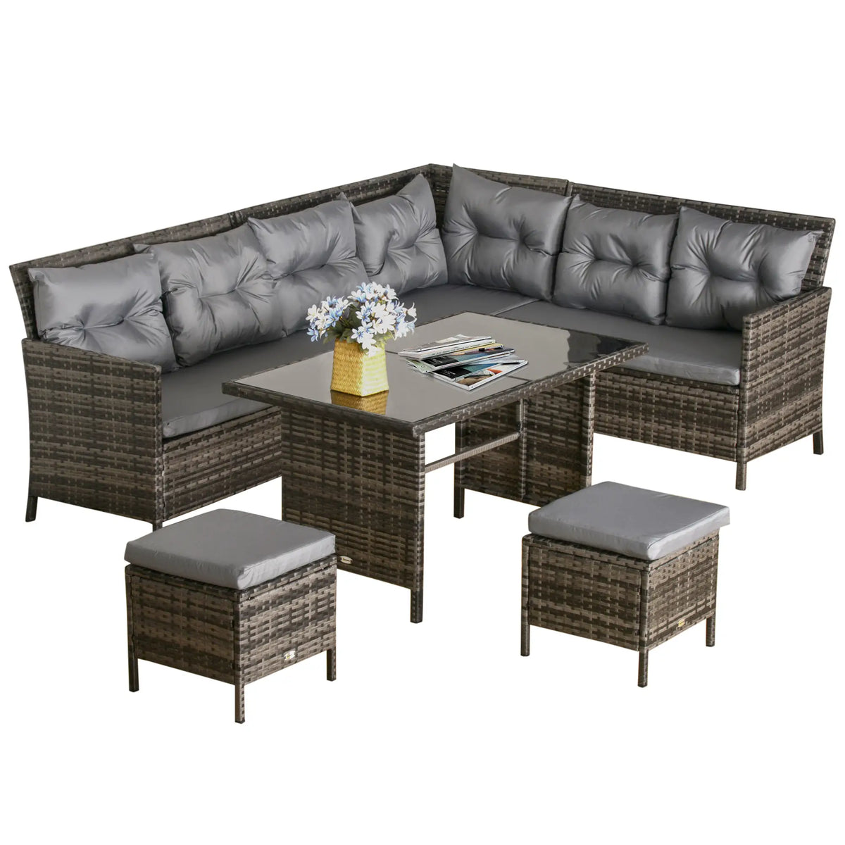 6Pcs Outdoor Rattan Sofa Set, Wicker Sectional With Table Patio Furniture Sets at Gallery Canada