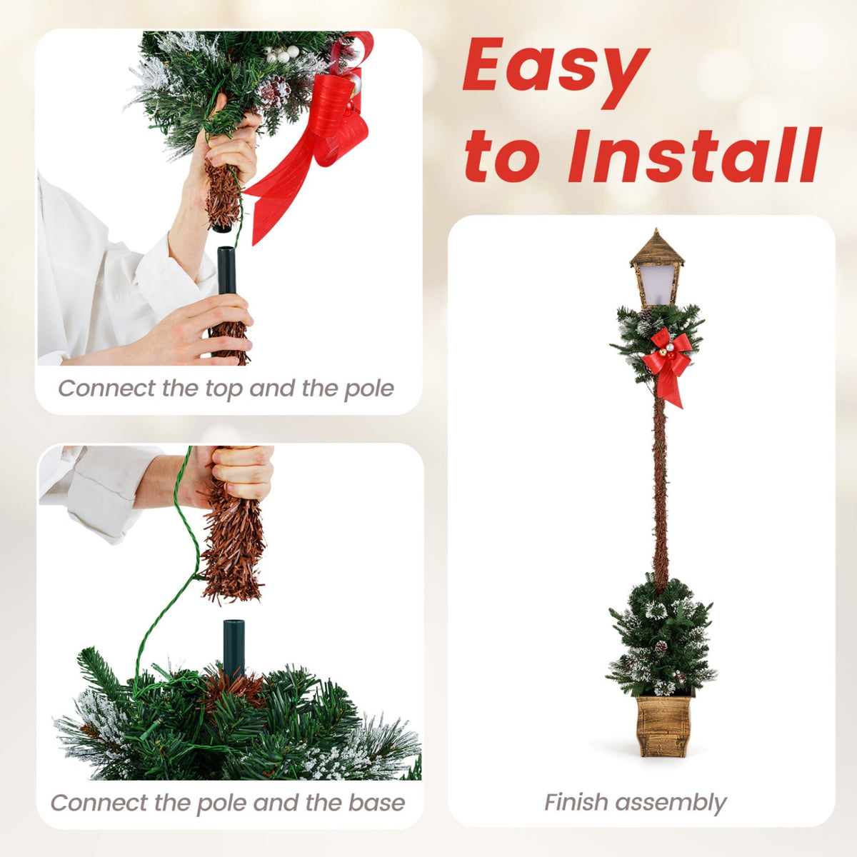 6.1 Feet Christmas Pre-lit Street Lamp Set of 2, Yellow Christmas Decor & Accessories at Gallery Canada