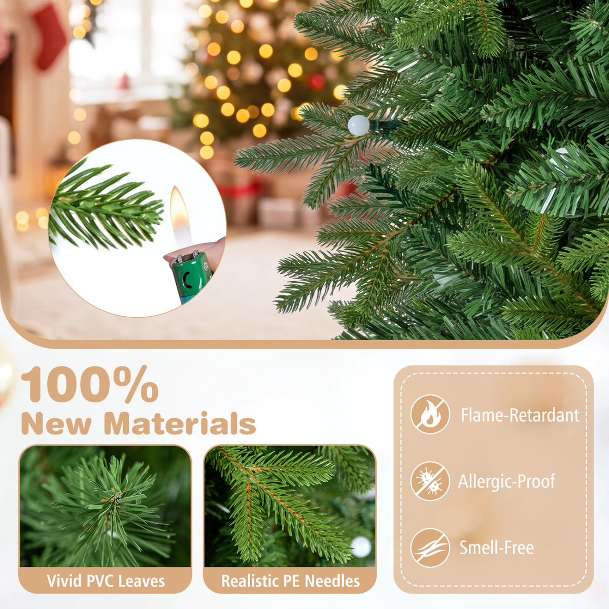 6.3 FT Smart Christmas Tree, 230 Pre-Lit RGB LED Lights, M, Green