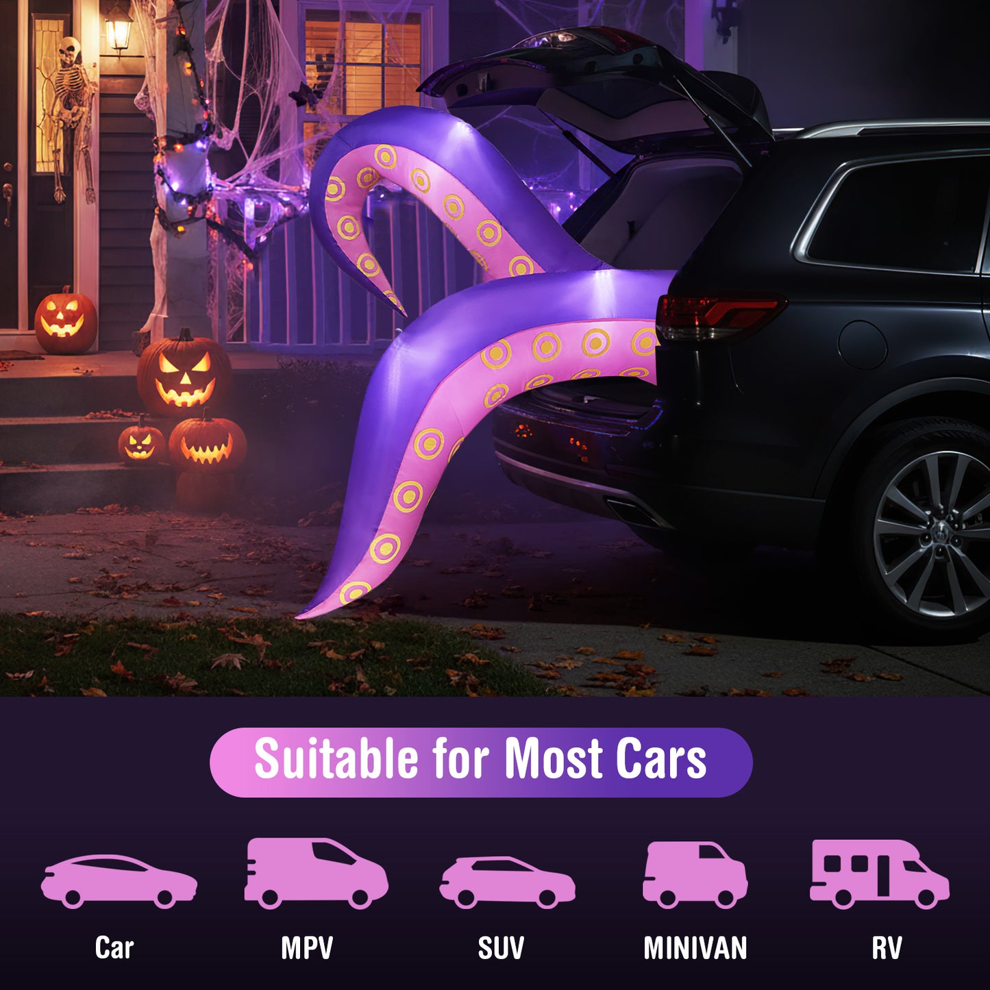 6.5 Ft Inflatable Tentacles With LED Lights, Suction Cups Halloween at Gallery Canada