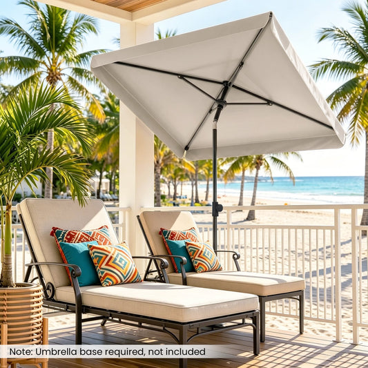 6.5 X 4.3 Ft Rectangular Outdoor Umbrella, Beige Outdoor Umbrellas Beige at Gallery Canada