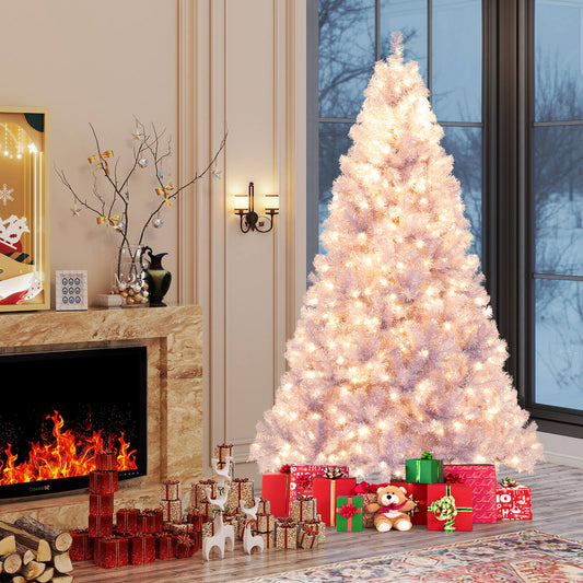 6/7.5 FT Pre-Lit Tinsel Artificial Christmas Tree, Green Christmas Tree Green at Gallery Canada