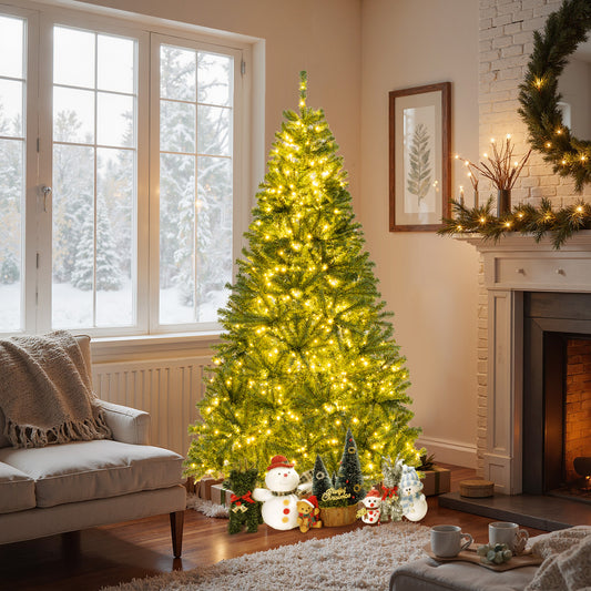 6/7/8 FT Pre-Lit Artificial Christmas Tree with Remote Control and LED Lights-7ft, Green Christmas Tree Green at Gallery Canada