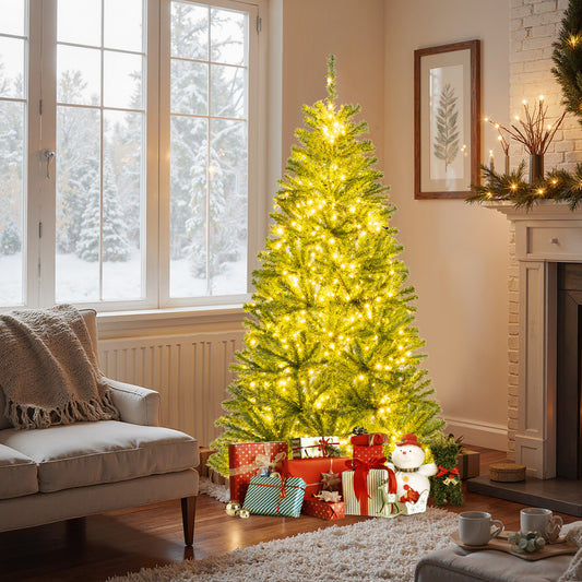 6/7/8 FT Pre-Lit Artificial Christmas Tree, Remote Control LED Lights, Green Christmas Tree Green at Gallery Canada