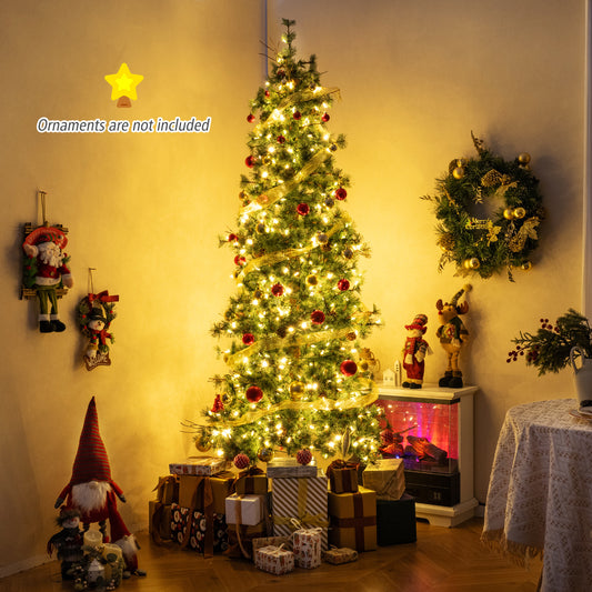 8ft Artificial Christmas Tree, Pre-lit With Warm White LED Lights, Green Christmas Tree Green at Gallery Canada