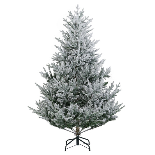 6/7/8 Feet Pre-Lit Artificial Christmas Tree Hinged Snow Flocked Xmas Tree-6 ft, Green Christmas Tree Options at Gallery Canada