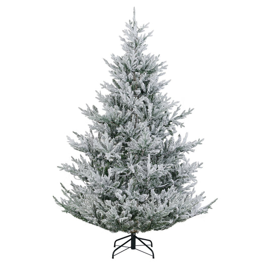 6/7/8 Feet Pre-Lit Artificial Christmas Tree Hinged Snow Flocked Xmas Tree-7 ft, Green Christmas Tree Options at Gallery Canada