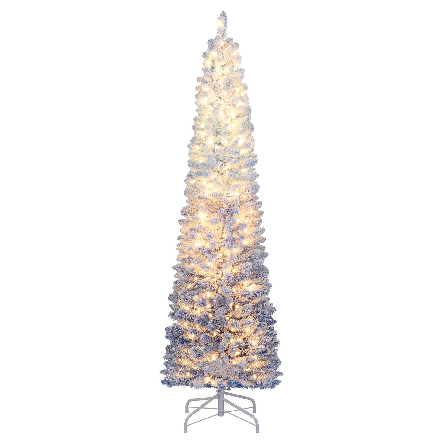 6/7 Feet Snow-flocked Artificial Christmas Tree with 220/290 Warm White LED Lights-6 Feet, Blue Christmas Tree at Gallery Canada