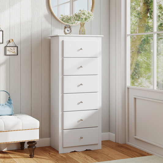 6 Drawer Chest Dresser, Bedroom Clothes Storage Cabinet, White Dressers & Chests White at Gallery Canada