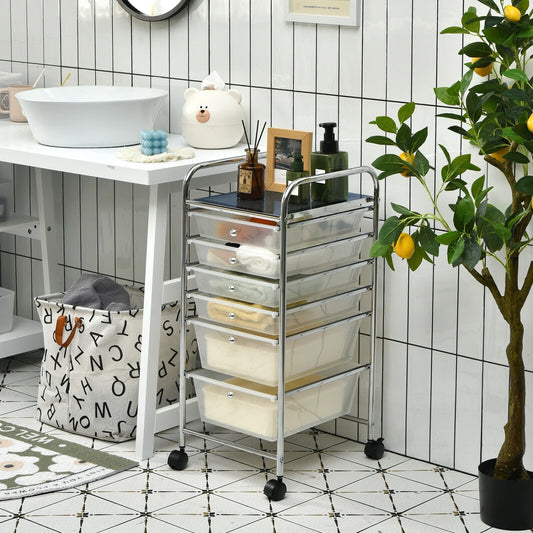 6 Drawer Rolling Storage Cart Organizer, Transparent File Cabinets Transparent at Gallery Canada