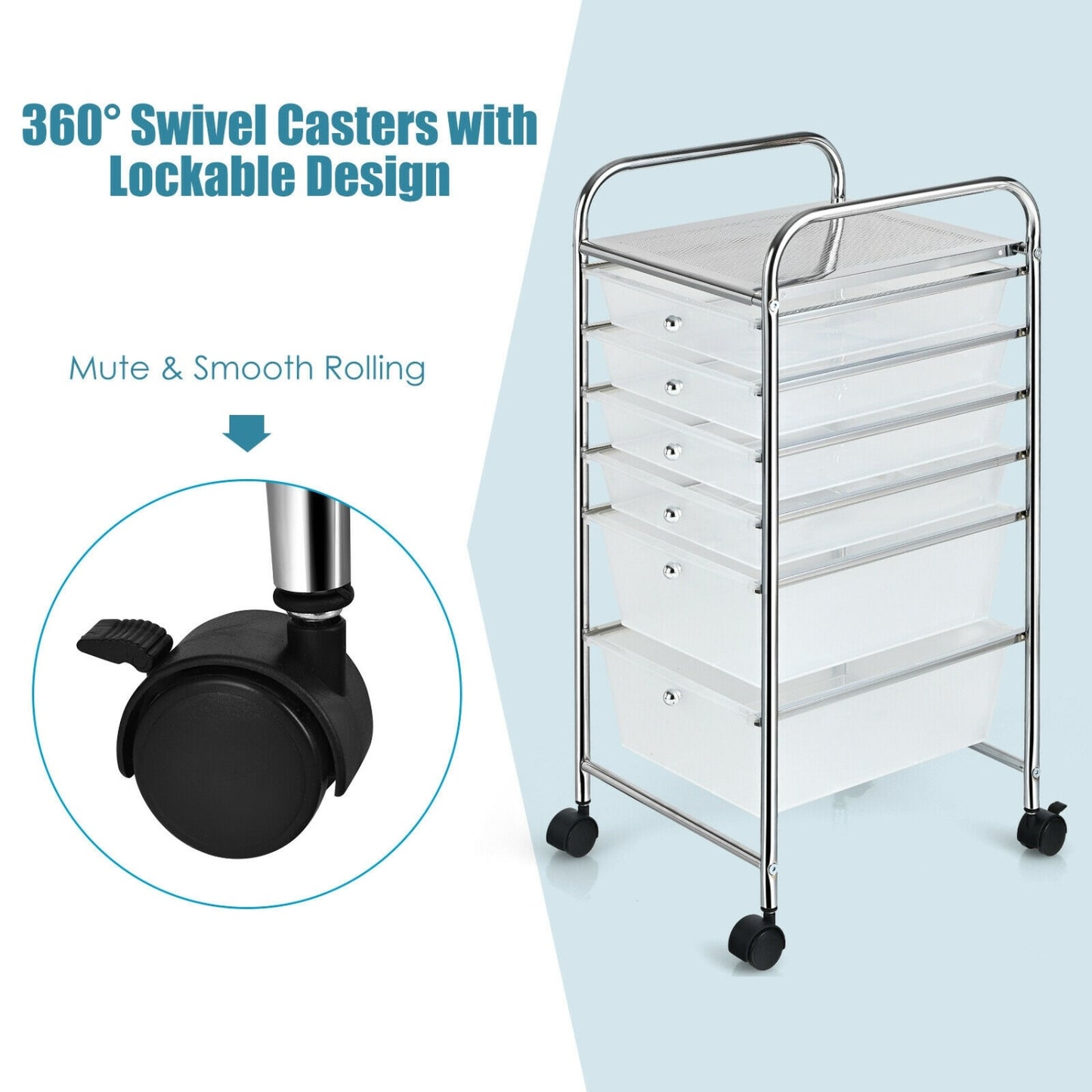 6 Drawer Rolling Storage Cart Organizer, Transparent File Cabinets at Gallery Canada