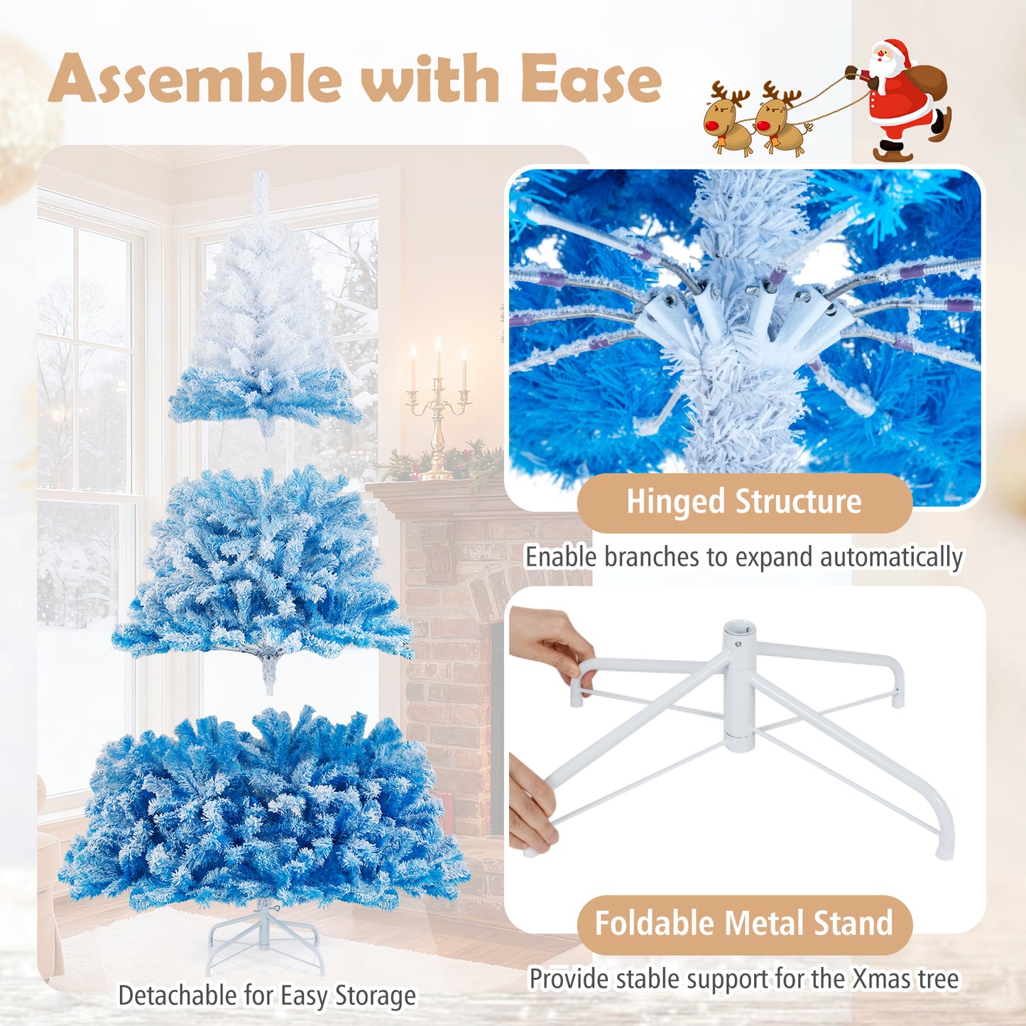6 FT Artificial Christmas Tree, Warm White LED Lights, 8 Modes, Blue Christmas Tree at Gallery Canada