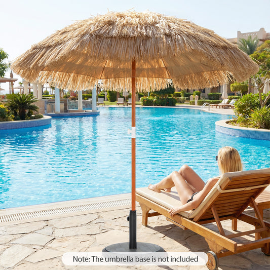 6 FT Thatched Beach Umbrella, Push Button Tilt, Carrying Bag, Set of 2, Natural Outdoor Umbrellas Natural at Gallery Canada