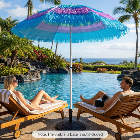 6 FT Tiki Thatched Patio Beach Umbrella, Push Button Tilt, Multicolor Outdoor Umbrellas Multicolor at Gallery Canada