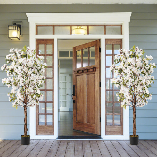 6 Feet Artificial Bougainvillea Tree, 910 White Flowers, White Faux Plants White at Gallery Canada
