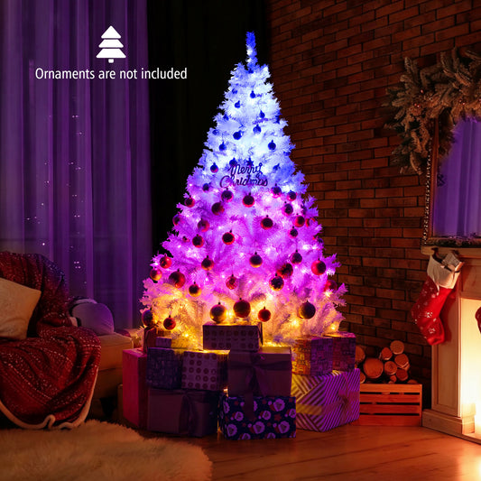 6 Feet Artificial Christmas Tree, Hinged Pre-Lit, 11 Lighting Modes, White Christmas Tree White at Gallery Canada