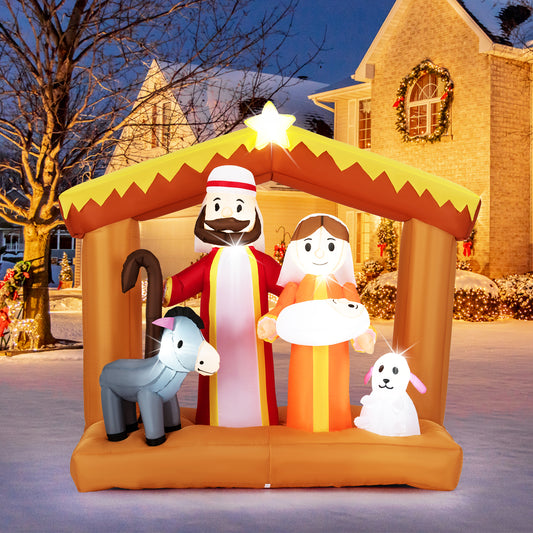 6 Feet Nativity Scene, LED Lights, Outdoor Decoration, Multicolor Christmas Inflatables Multicolor at Gallery Canada