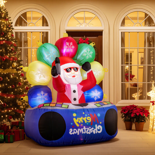 6 Feet Inflatable DJ Santa, Rotating Music Light, Flashing LEDs, Multicolor Christmas Inflatables Multicolor at Gallery Canada