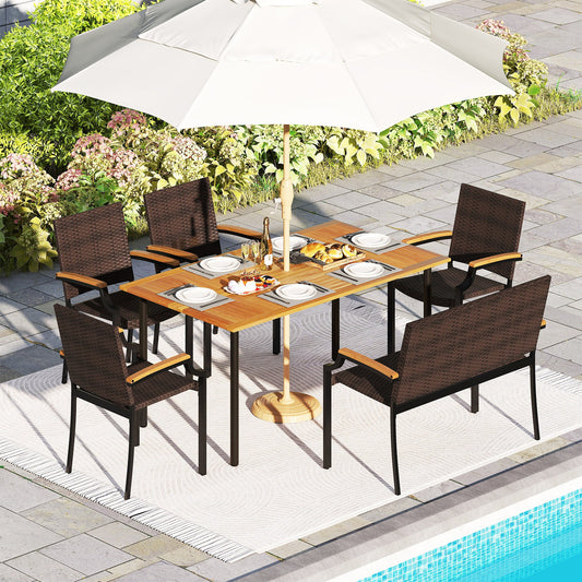 6 Pieces Outdoor Dining Set with Umbrella Hole Patio Dining Sets Options at Gallery Canada