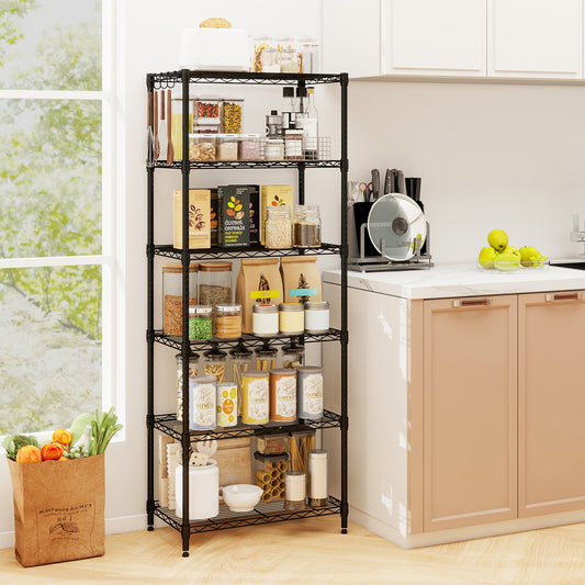 6-Tier Metal Storage Shelving Unit with V-Shaped Wire Rack and 900 LBS Capacity-DK, Black Garages Black at Gallery Canada