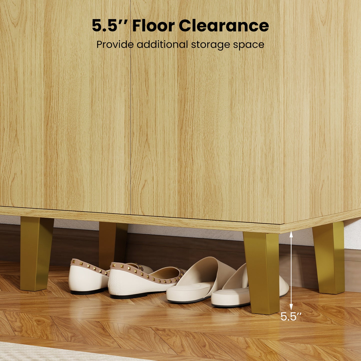 6-Tier Wooden Shoe Cabinet With Doors, Removable Shelves, Oak Shoe Racks & Storage Benches at Gallery Canada