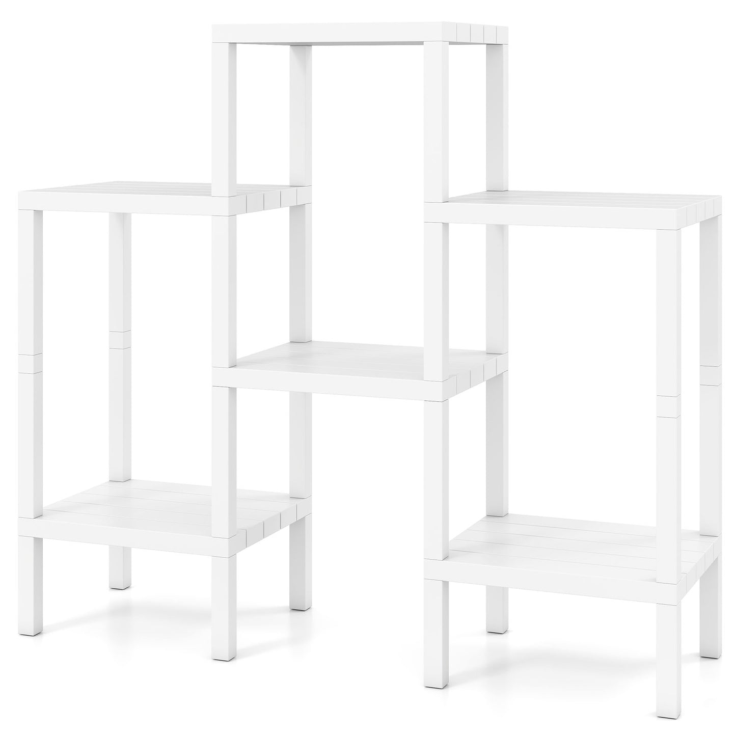6-Tier Plastic Modular Storage Shelves for Living Room and Kitchen, White