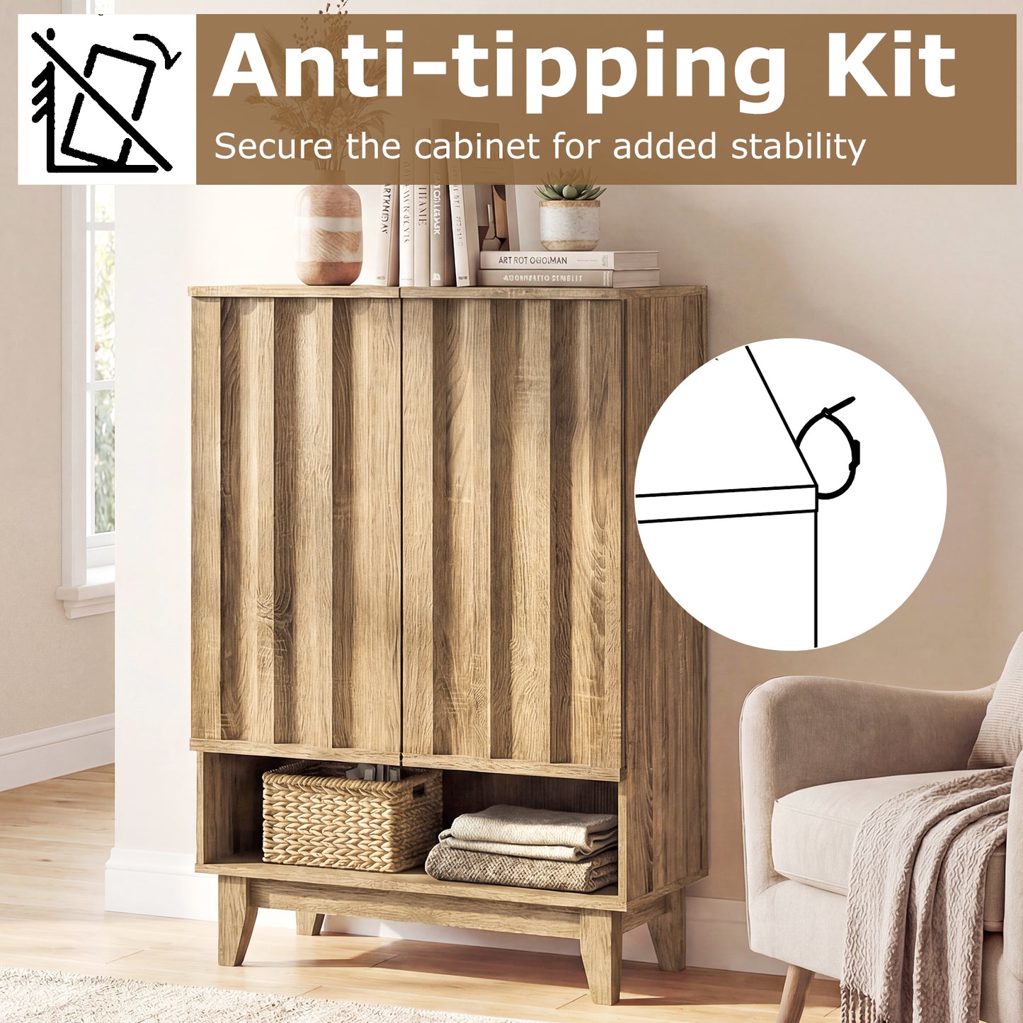 6-Tier Shoe Storage Organizer with 2 Fluted Doors, Oak Shoe Racks & Storage Benches at Gallery Canada