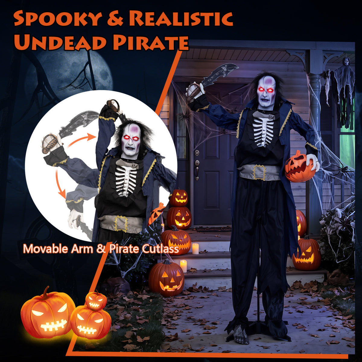6 ft Animated Halloween Vampire Pirate Decoration