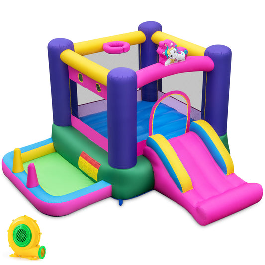6-In-1 Inflatable Bounce House With Slide, Ball Pit, 480W Blower, Multicolor Bounce House Multicolor at Gallery Canada