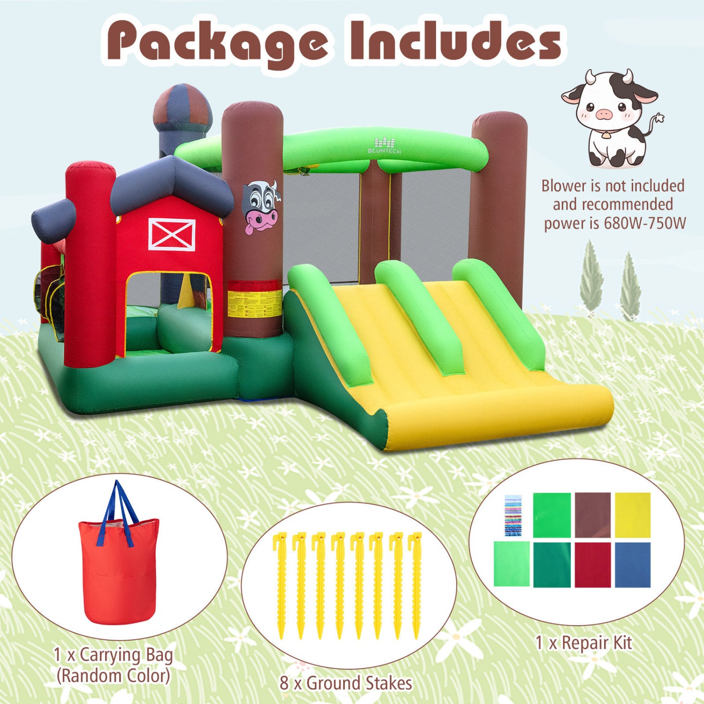 6-in-1 Inflatable Bounce House, Double Slides, No 735W Blower Bounce House at Gallery Canada