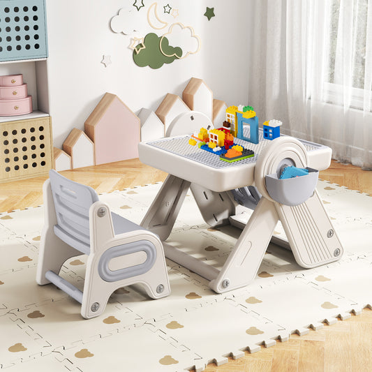6-In-1 Multi-Activity Children Table And Chair Set, Gray And White Kids Table & Chair Sets Gray & White at Gallery Canada