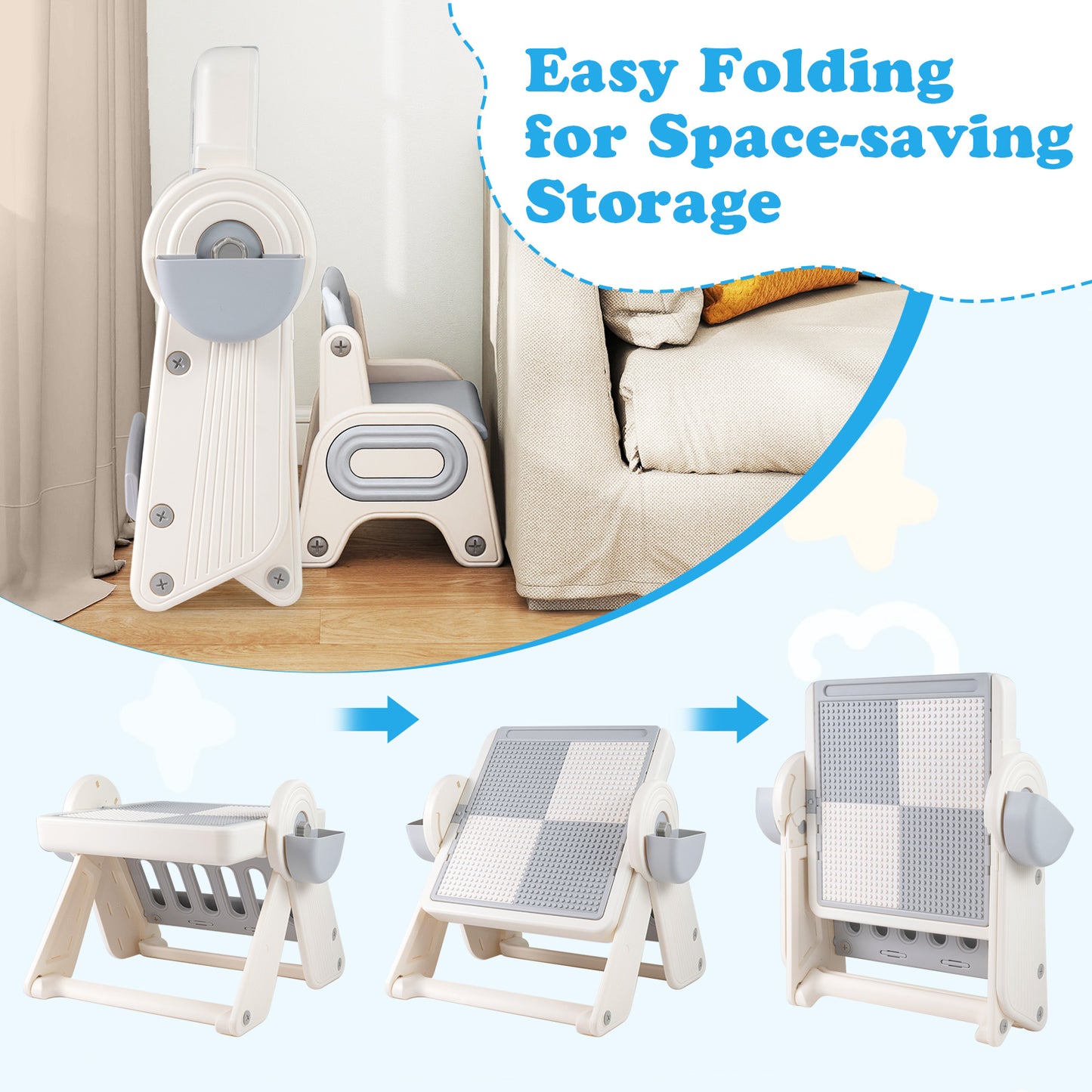 6-In-1 Multi-Activity Children Table And Chair Set, Gray And White Kids Table & Chair Sets at Gallery Canada