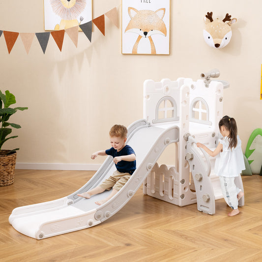 6-in-1 Toddler Slide Playground With Basketball Hoop, Ladder, Gray Climbers & Slides Gray at Gallery Canada