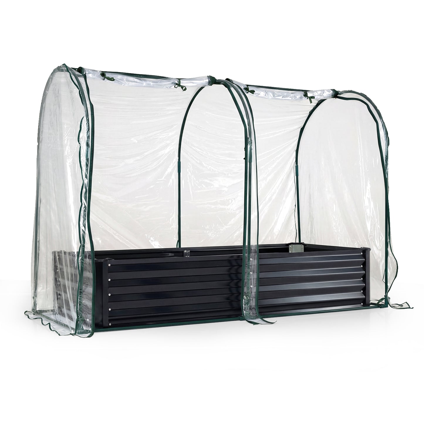 6 x 3 x 1 FT Galvanized Raised Garden Bed, Greenhouse Cover, Black Raised Garden Beds Black at Gallery Canada