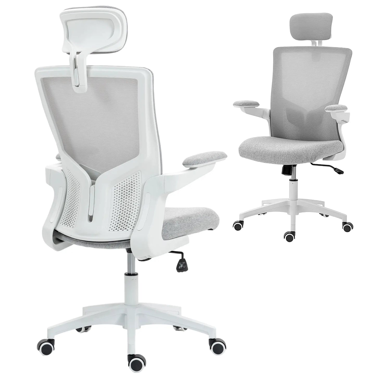 Ergonomic Office Chair, Adjustable Lumbar Support, Headrest, Flip-Up Armrests, Grey Task Chairs at Gallery Canada
