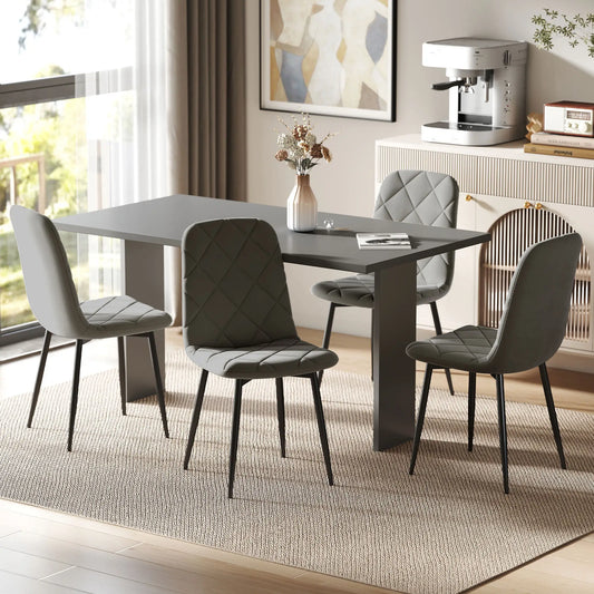 Upholstered Dining Chairs Set of 4, Steel Legs, Modern Kitchen Chairs, Grey Bar Stools Grey at Gallery Canada